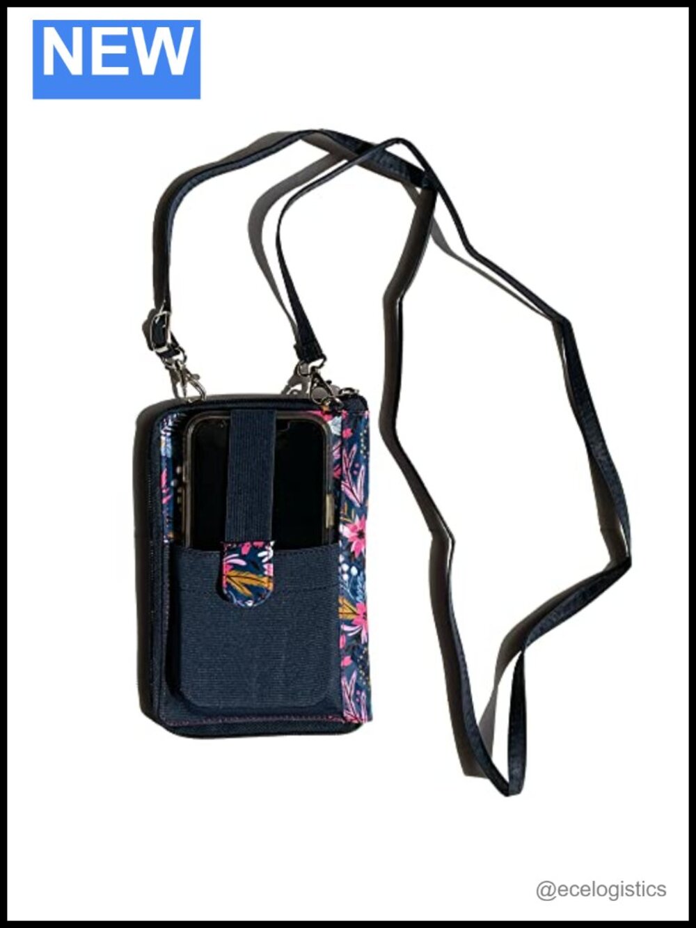RFID Blocking Nylon Microfiber Crossbody Phone Wallet with Adjustable Strap